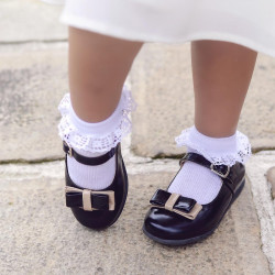 Small children shoes 51c patent black+beige