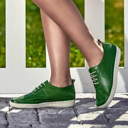 Women loafers, moccasins 688 green crud