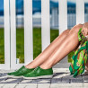 Women loafers, moccasins 688 green crud