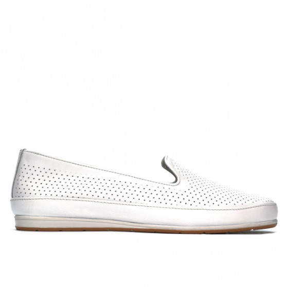 Women loafers, moccasins 6013 white