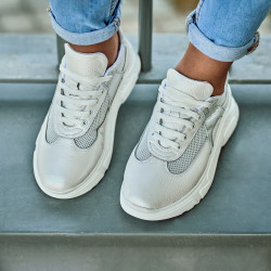 Women sport shoes 6015 white pearl combined