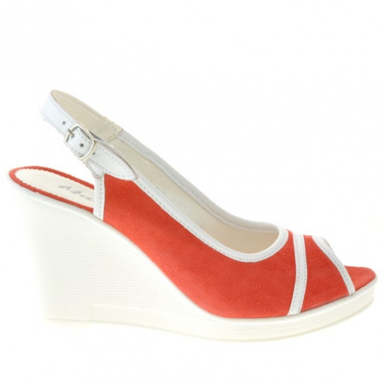 Women sandals 5000 red coral velour+white