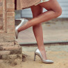 Women stylish, elegant shoes 1276 cappuccino pearl