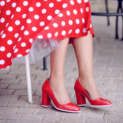 Women stylish, elegant, casual shoes 1254 patent red lifestyle