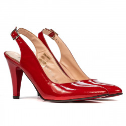 Women sandals 1236 patent red satinat
