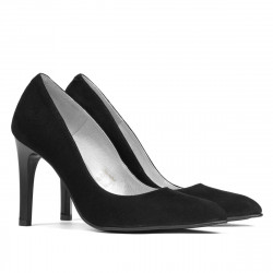 Women stylish, elegant shoes 1276 black antilopa