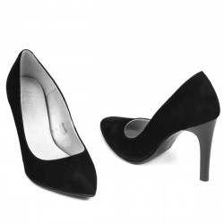 Women stylish, elegant shoes 1276 black antilopa