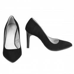 Women stylish, elegant shoes 1276 black antilopa
