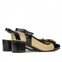 Women sandals 5013 patent black+beige