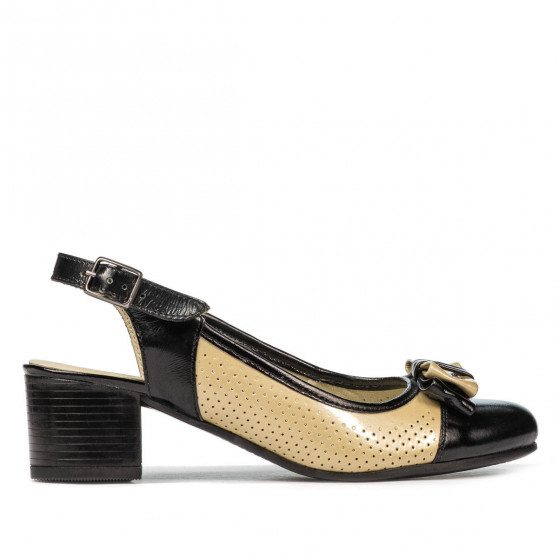 Women sandals 5013 patent black+beige