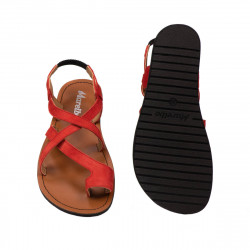 Women sandals 5076 red coral velour