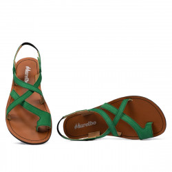 Women sandals 5076 green velour
