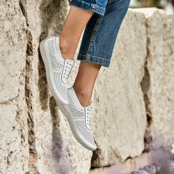 Women loafers, moccasins 6034 white