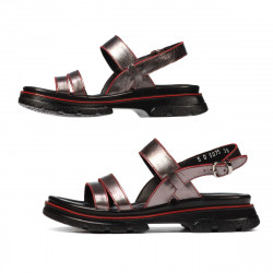 Women sandals 5075 gray pearl+red
