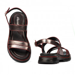 Women sandals 5075 gray pearl+red