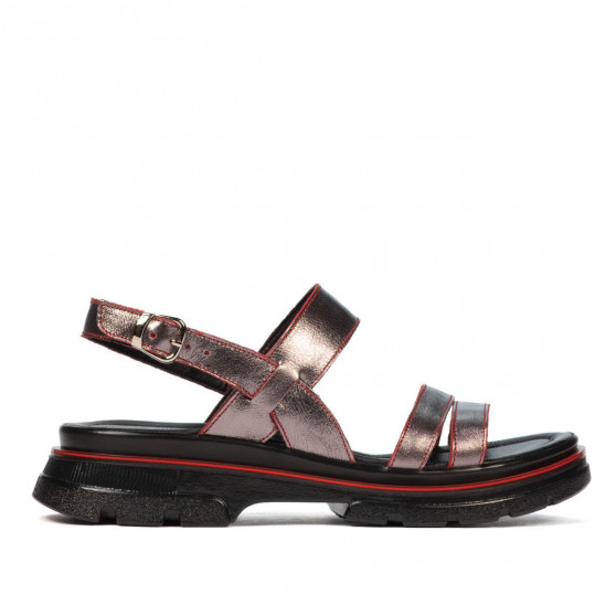 Women sandals 5075 gray pearl+red