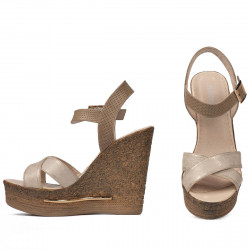 Women sandals 5078 beige+golden