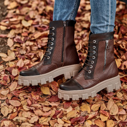 Women boots 3358 a brown combined
