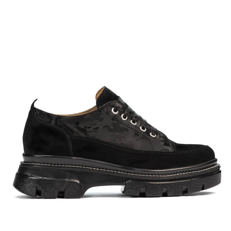 Women casual shoes 6043 black velour combined