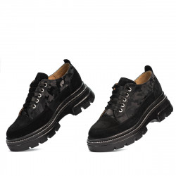 Women casual shoes 6043 black velour combined