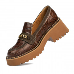 Women casual shoes 6041 croco brown combined