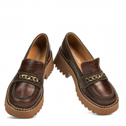 Women casual shoes 6041 croco brown combined