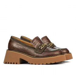 Women casual shoes 6041 croco brown combined