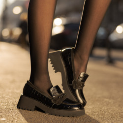 Women casual shoes 6041 croco black combined