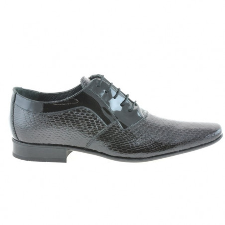 Men stylish, elegant shoes 798 croco patent black