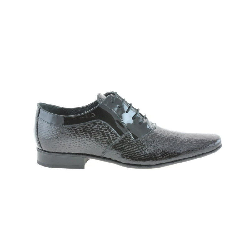 Men stylish, elegant shoes 798 croco patent black
