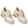 Women casual shoes 6047 beige combined