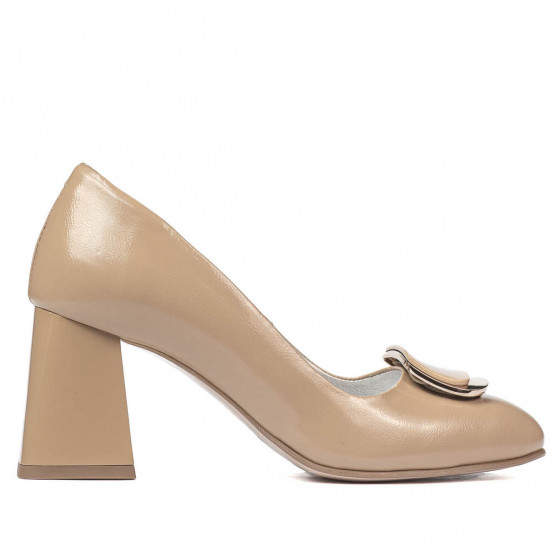 Women stylish, elegant shoes 1291 patent beige