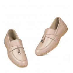 Women loafers, moccasins 6054 pudra pearl