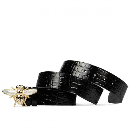 Women belt 01ld patent black