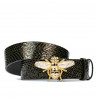 Women belt 01ld croco patent green