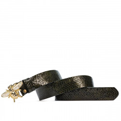 Women belt 01ld croco patent green