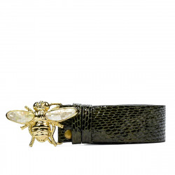 Women belt 01ld croco patent green