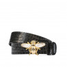 Women belt 01ld croco patent antracit