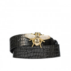 Women belt 01ld croco patent antracit