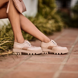 Women casual shoes 6047 beige combined lifestyle