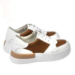 Women sport shoes 6059 white+camel