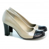 Women stylish, elegant shoes 1213 patent beige+black