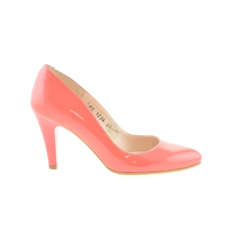 Women stylish, elegant shoes 1234 patent red coral