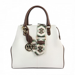Women hand bag 002g white+brown
