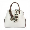 Women hand bag 002g white+brown