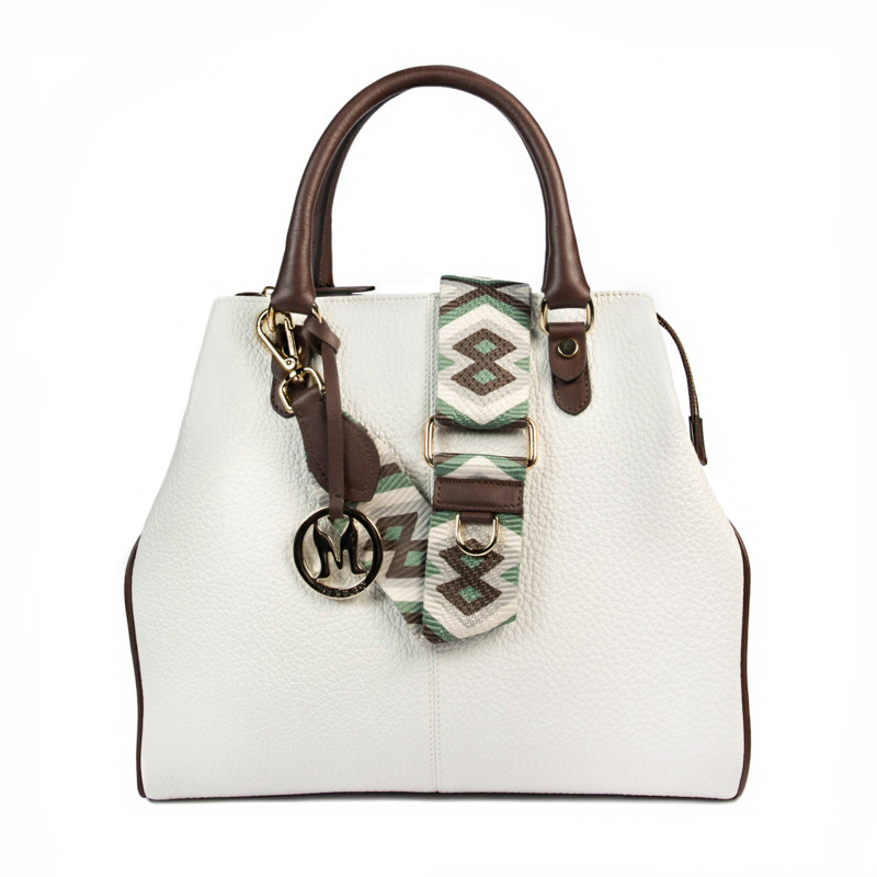 Women hand bag 002g white+brown