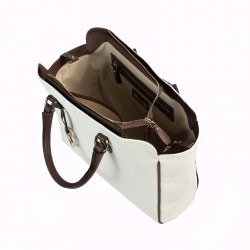 Women hand bag 002g white+brown