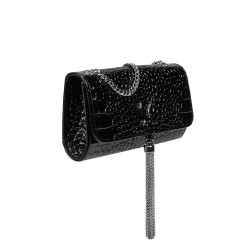 Women shoulder bag 008g croco patent black