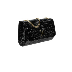 Women shoulder bag 012g croco patent black