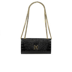 Women shoulder bag 012g croco patent black
